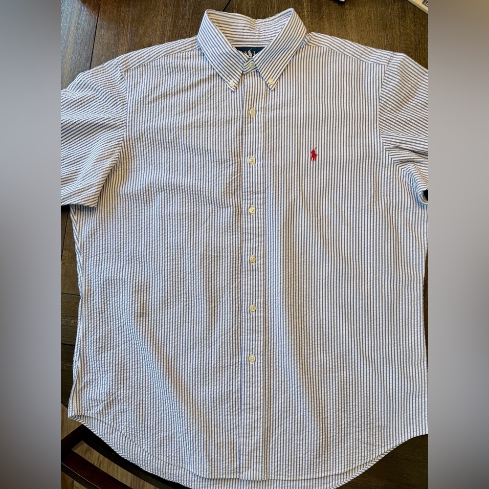 Ralph Lauren short sleeved seersucker button down